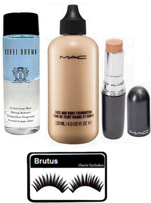 

BRUTUS Eyelashes, Mac Face And Body Foundation, Concealer Stick, Bobbi Brown Long Wear Makeup Remover(Set of 4)