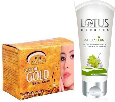 

Pink Root GOLD BLEACH 250G WITH LOTUS OIL CONTROL FACEWASH(Set of 2)