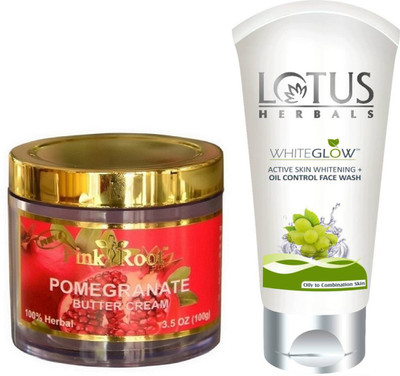 

Pink Root POMEGRANATE CREAM 100G WITH LOTUS OIL CONTROL FACEWASH(Set of 2)