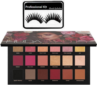 

Professional kit Eyelashes & Rose Gold Edition Eyeshadow Pallete - 18 Shades(Set of 2)