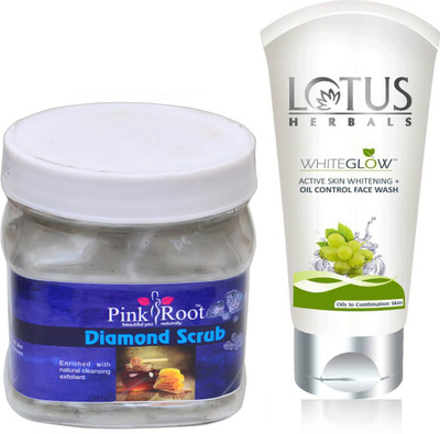 

Pink Root DIAMOND SCRUB 500G WITH LOTUS OIL CONTROL FACEWASH(Set of 2)