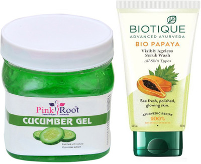 

Pink Root CUCUMBER GEL 500G WITH PAPAYA FACEWASH(Set of 2)
