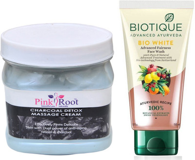 

Pink Root CHARCOAL CREAM 500G WITH WHITE FAIRNESS FACEWASH(Set of 2)