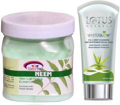 

Pink Root NEEM CREAM 500G WITH LOTUS SKIN WHITENING FACEWASH(Set of 2)