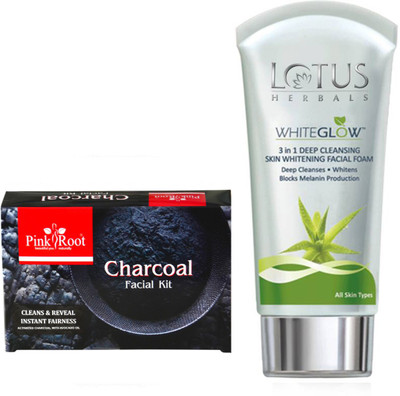 

Pink Root CHARCOAL KIT 83G WITH LOTUS SKIN WHITENING FACEWASH(Set of 2)