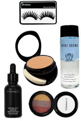 

brutus Eyelashes, Two way Compact, Hyper Real foundation, 3 Shade Eyeshadow, Bobbi Brown Instant Long Wear Makeup Remover(Set of 5)