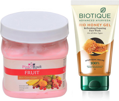 

Pink Root FRUIT CREAM 500G WITH HONEY FACEWASH(Set of 2)
