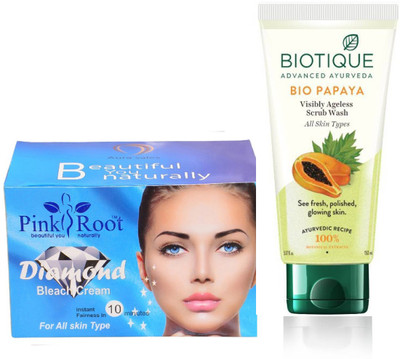 

Pink Root DIAMOND BLEACH 250G WITH PAPAYA FACEWASH(Set of 2)