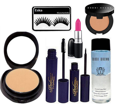 

Eska Eyelashes, Mac Compact, Padma Mascara, Eyeliner, Candy Yum-yum Lipstick, Bobbi brown Liquid Makeup Remover, Concealer(Set of 7)