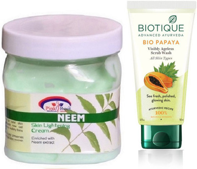 

Pink Root NEEM CREAM 500G WITH BIOTIQUE PAPAYA FACEWASH(Set of 2)