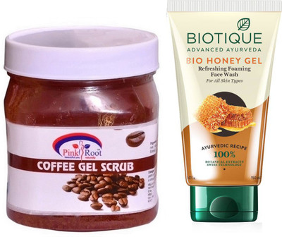 

Pink Root COFFEE GEL SCRUB 500G WITH HONEY FACEWASH(Set of 2)