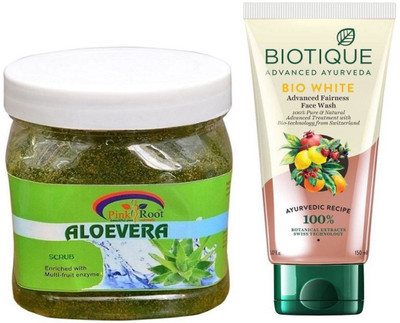 

Pink Root ALOEVERA GEL SCRUB 500G WITH WHITE FAIRNESS FACEWASH(Set of 2)