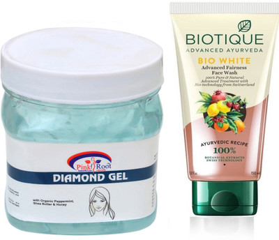 

Pink Root DIAMOND GEL 500G WITH BIOTIQUE WHITE FAIRNESS FACEWASH(Set of 2)