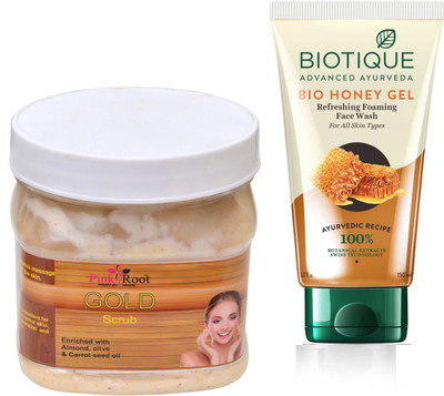 

Pink Root GOLD SCRUB 500G WITH WHITE FAIRNESS FACEWASH(Set of 2)