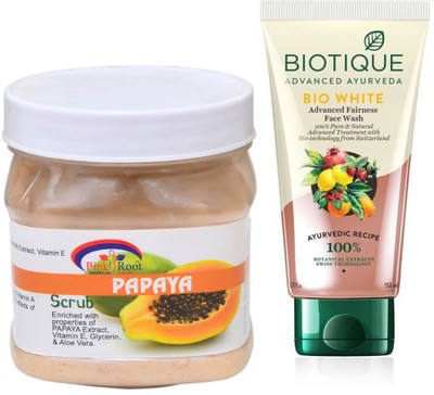 

Pink Root PAPAYA SCRUB 500G WITH WHITE FAIRNESS FACEWASH(Set of 2)