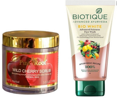 

Pink Root WILDCHERRY SCRUB 100G WITH WHITE FAIRNESS FACEWASH(Set of 2)