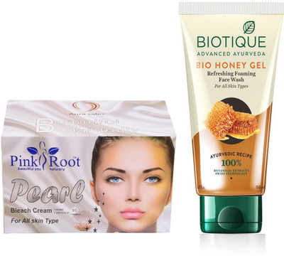 

Pink Root PEARL BLEACH CREAM 250G WITH HONEY FACEWASH(Set of 2)