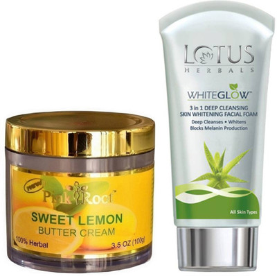 

Pink Root SWEET LEMON BUTTER CREAM 100G WITH LOTUS SKIN WHITENING FACEWASH(Set of 2)