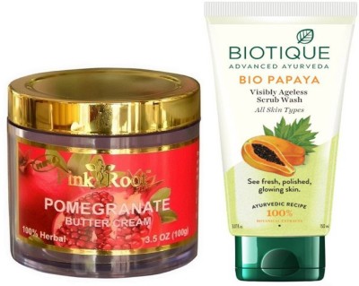 

Pink Root POMEGRANATE CREAM 100G WITH PAPAYA FACEWASH(Set of 2)