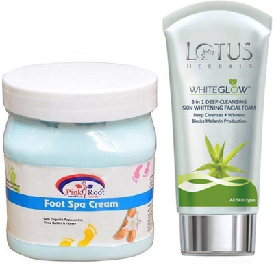 

Pink Root FOOT SPA CREAM 500G WITH LOTUS SKIN WHITENING FACEWASH(Set of 2)