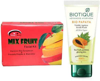 Pink Root MIX FRUIT KIT 83G WITH PAPAYA FACEWASH(Set of 2)