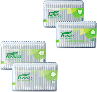 

femiss cotton swabs box of 200 & 100 sticks (pack of 4)(Pack of 200)