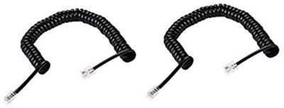 

Optisoft Telephone Extension Coil Cable Cord (2 Meter, Black, Pack of 2) Network Cable(Compatible with TELEPHONE, Black)