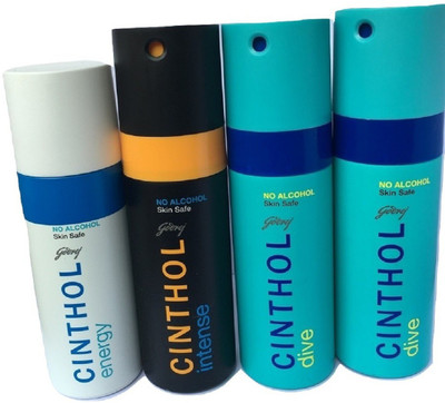 

CINTHOL ENERGY INTENSE AND 2 DIVE Body Spray - For Men & Women(600 ml, Pack of 4)