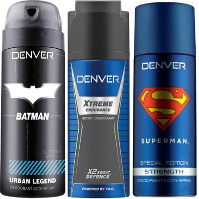 

Denver Batman Urban Legend Deo 150 Ml + Deo Extreme Endurance 150Ml + Superman Strength Deo 150 Ml Deodorant Spray - For Men(450 ml, Pack of 3)
