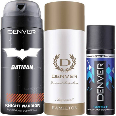 

Denver Batman Knight Warrior Deo 150 Ml + Deo Imperial 165ML + Deo Blue Sports Nano 50Ml Deodorant Spray - For Men(365 ml, Pack of 3)