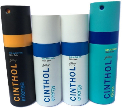 

CINTHOL 2 ENERGY 1 DIVE 1 INTENSE Body Spray - For Men & Women(600 ml, Pack of 4)