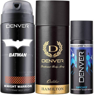 

Denver Batman Knight Warrior Deo 150 Ml + Deo Caliber 165ML + Deo Blue Sports Nano 50Ml Deodorant Spray - For Men(365 ml, Pack of 3)