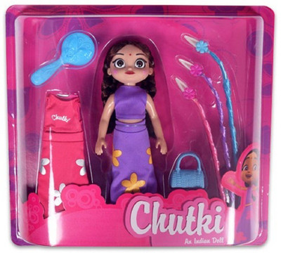 

Johnnie Boy Chutki Doll with Accessories - A Dress, comb, 3 Hair Extension with hair clips & bag (Multicolor)(Multicolor)