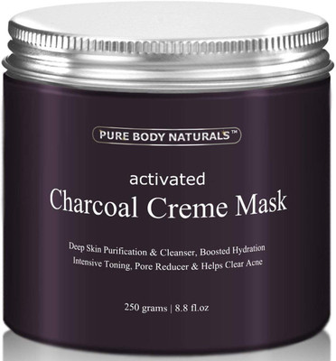 

Pure Body Naturals Activated Charcoal Face Mask, Charcoal Facial Mask Treatment Mud Mask - Improved Formula - 8.8 fl. Oz(250 g)