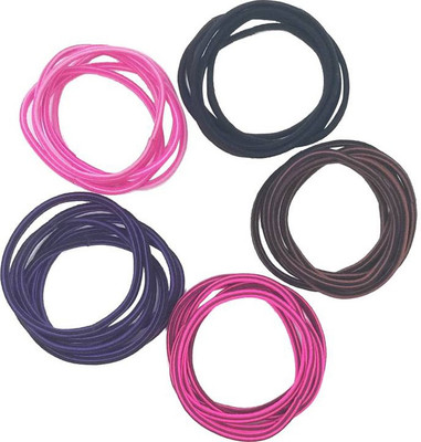 

Fashionable Elastic Rubber Bands Metal free Lining Print Cool Colors Hair Ties for Women (Pack of 16) Rubber Band(Multicolor)