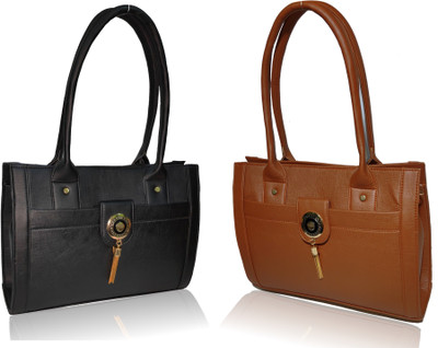 

AZED Collections Hand-held Bag(Black, Tan)