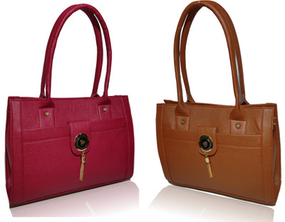 

AZED Collections Hand-held Bag(Maroon, Tan)