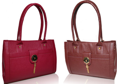 AZED Collections Hand-held Bag(Maroon, Brown), Brown;maroon