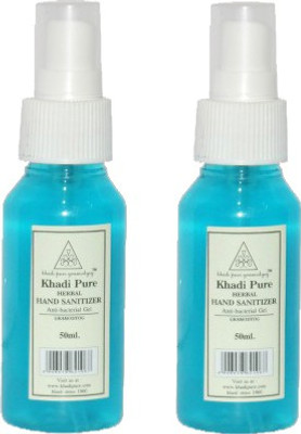 

Khadi Pure Gramodyog KHADI PURE HERBAL HAND SANITIZER - 50ML(pack of 2)(100 ml, Pump Dispenser, Pack of 2)