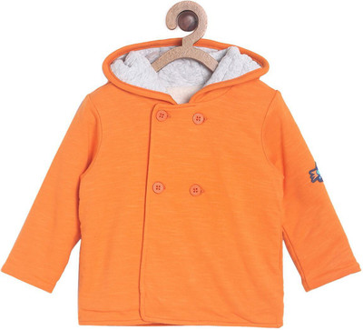 

Mini Klub Full Sleeve Solid Baby Boys Jacket, Orange