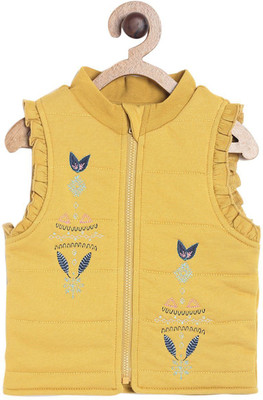 

Mini Klub Sleeveless Embroidered Girls Jacket, Mustard