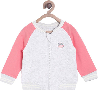 

Mini Klub Full Sleeve Colorblock Baby Girls Jacket, Grey marl
