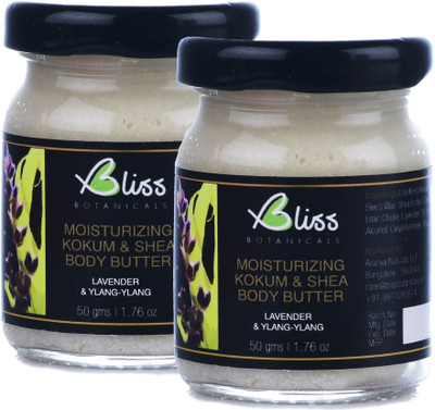 

Bliss Botanicals Kokum & Shea Body Butter with Lavender & Ylang Ylang Oil | Water Free Formulation(100 g)
