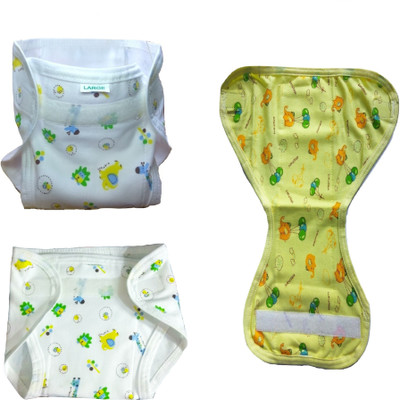 

PEUBUD Hosiery Cotton Cloth Padded Velcro U Shaped Nappy for Born Baby (0-9 Months) - Set of 3 Pcs, Multicolor