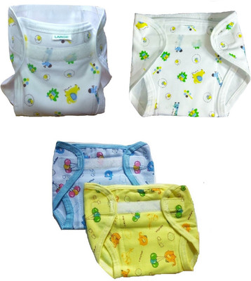 

PEUBUD Hosiery Cotton Cloth Padded Velcro U Shaped Nappy for Born Baby (0-9 Months) - Set of 4 Pcs, Multicolor