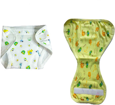 

PEUBUD Hosiery Cotton Cloth Padded Velcro U Shaped Nappy for Born Baby (0-9 Months) - Set of 2 Pcs, Multicolor