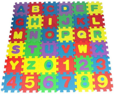 

Skywalk Puzzle Mats|Eva Foam A to Z and 0 to 9 Puzzle Mats|Alphabets and Numbers Puzzle Mat Jigsaw for Kids Playing (Medium)(6 Pieces)
