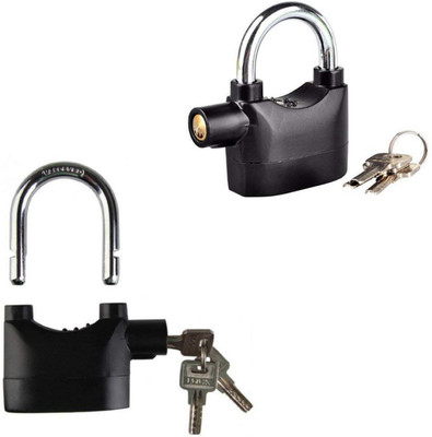 

Shrines Alarm Lock For Home,Office And Bikes, Pad Lock with Smart Alarm Safety Lock(Black)