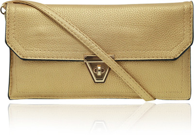 

Quickk Women Evening/Party Gold Leatherette Sling Bag