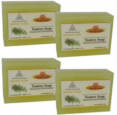 Khadi Pure Gramodyog Herbal Teatree Soap - 125grams Each(500 g, Pack of 4)